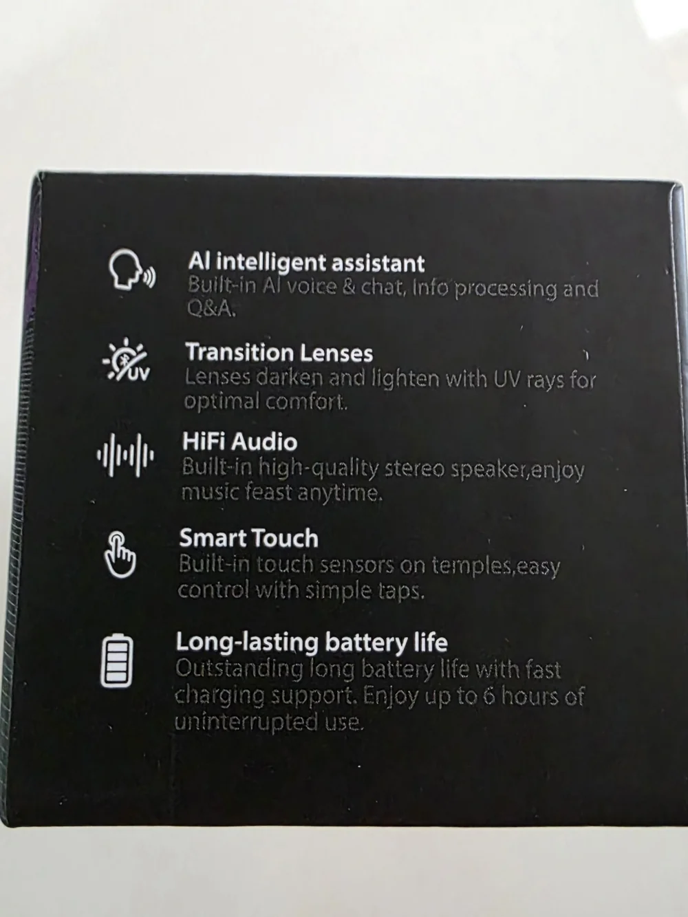 NIB AI Glasses - Black Smart Glasses with Transition Lenses
